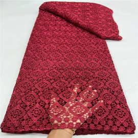 镂空水溶蕾丝刺绣面料花边非洲婚纱礼服布料设计师面料批发lace