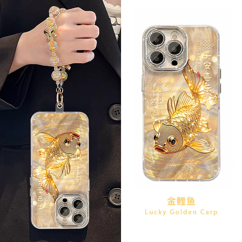 平安锦鲤手链适用苹果17手机壳iphone15promax中国风16羽纱14小众|undefined