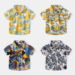 Summer boys' Hawaiian short-sleeved shirts, soft and comfortable shirts wholesale, casual short-sleeved shirts for small and medium-sized children