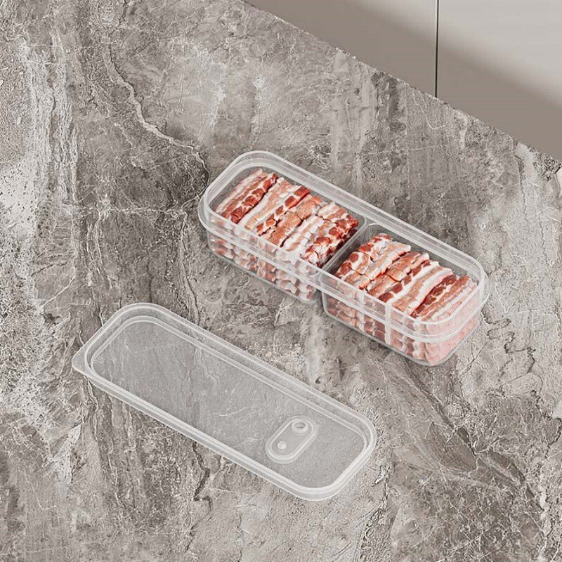 日本食品保存箱キッチン食品調理準備厚みのある 4 コンパートメント鮮度保持ボックス冷蔵庫冷凍肉密封ボックス|undefined