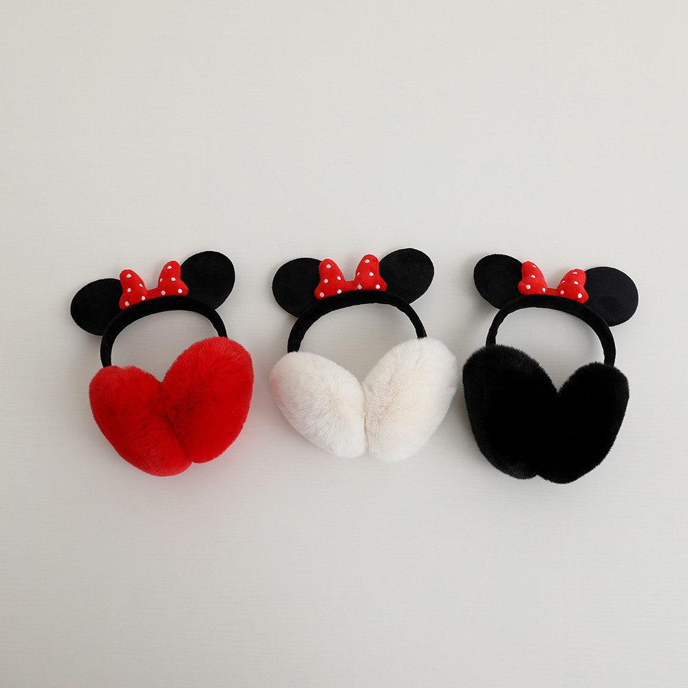 Cartoon bow winter cute warm earmuffs foldable plush earbags student cycling earmuffs earmuffs