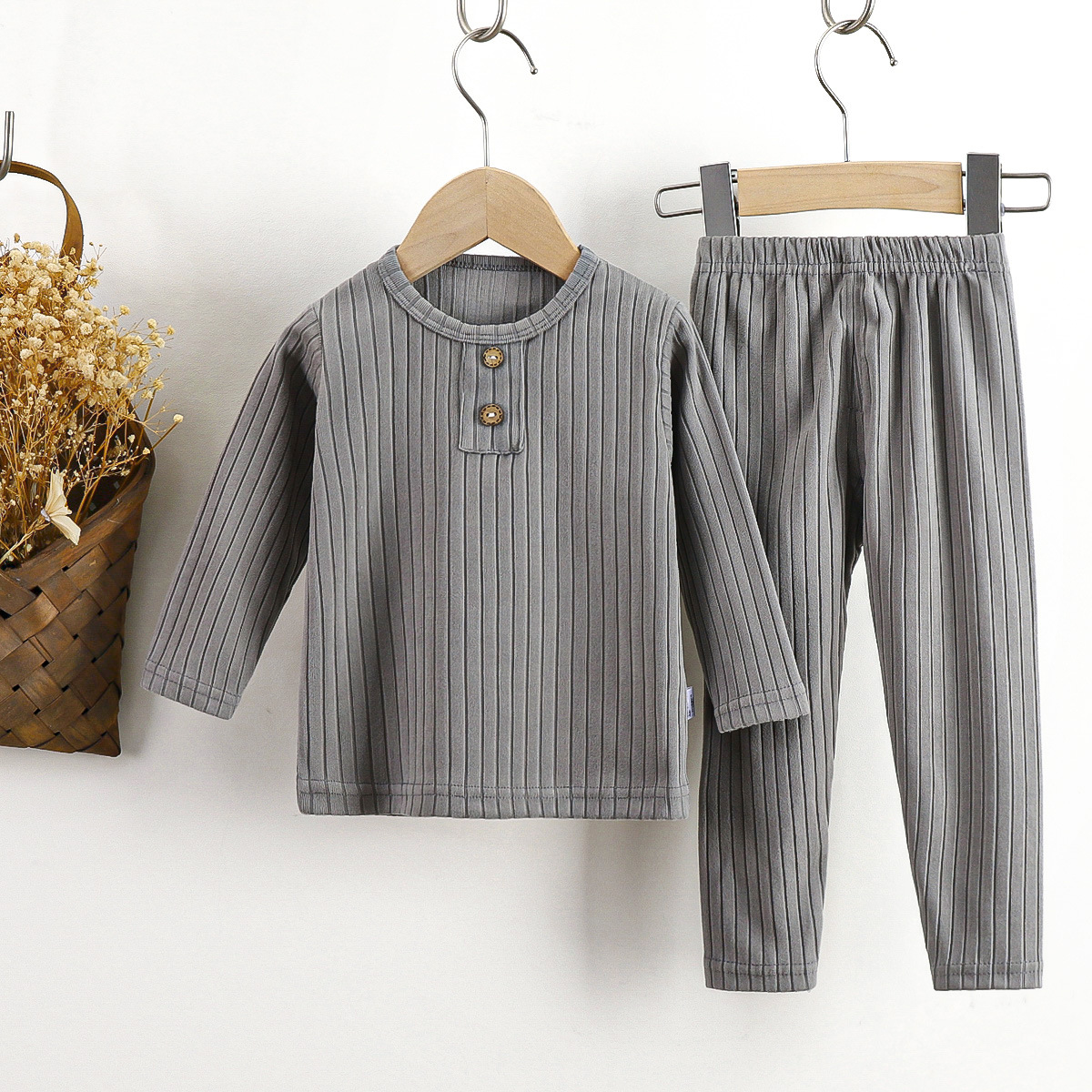 Conjunto de ropa interior infantil ropa coreana otoño nuevo niño niñas bebé pozo de lana ropa para el hogar ropa infantil estricta selección