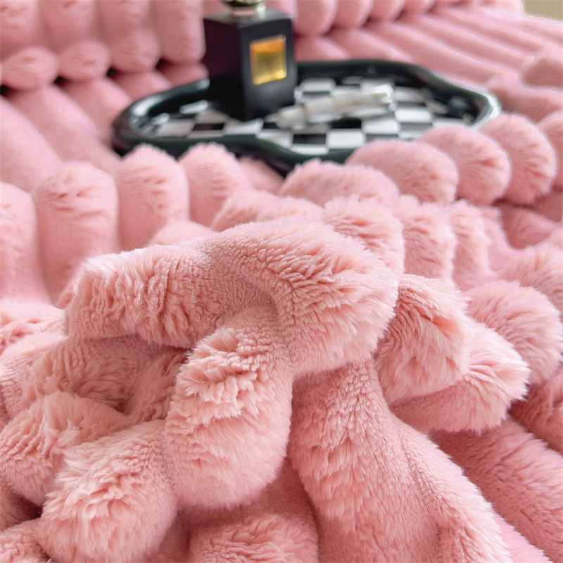 Exportación transfronteriza comercio exterior 2024 nueva moda multifuncional manta de lana de conejo manta de lana de leche manta de lana francesa