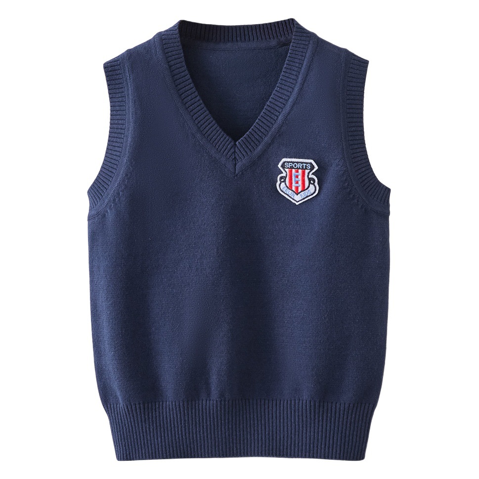 Chaleco de punto para niños de primaria y secundaria 2025, chaleco de punto para niñas, uniforme de jardín de infantes, ropa de punto estilo coreano.
