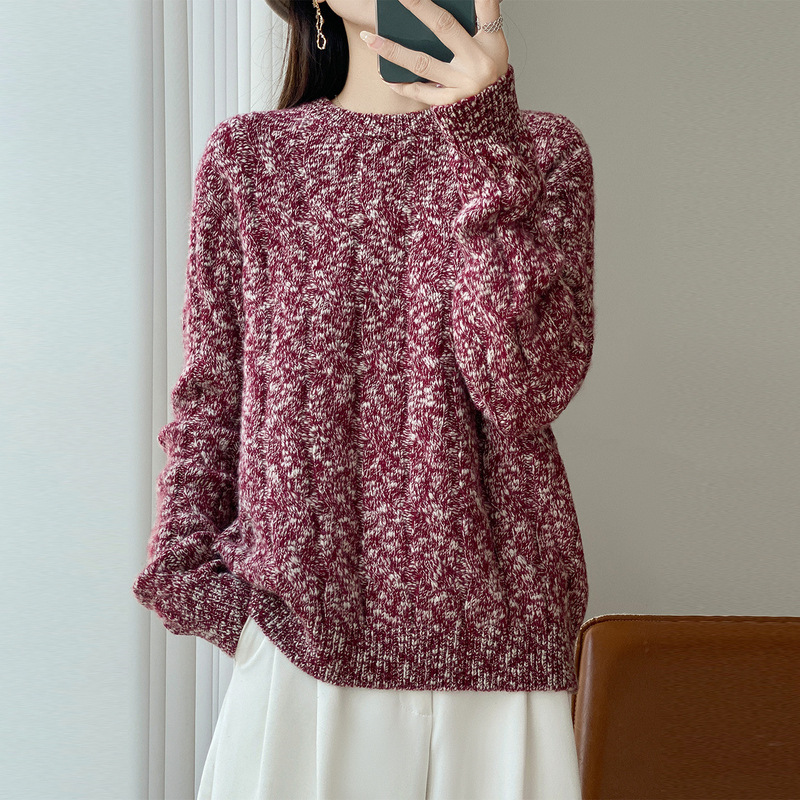 2025 New Autumn and Winter Alalana Thickeneded Round Neck 100% Pure Wool Sweater Women's Knitted Pullover Sweater Bottoming Top