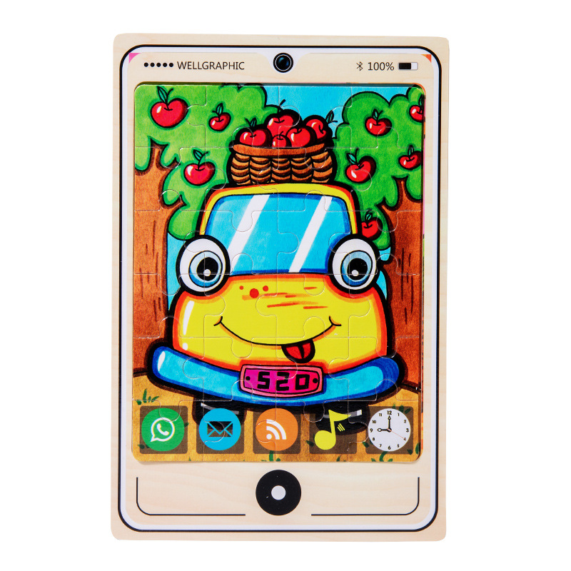 Madera 22 modelos de teléfonos móviles rompecabezas dibujos animados para niños rompecabezas plano de madera educación temprana para bebés juguetes intelectuales útiles