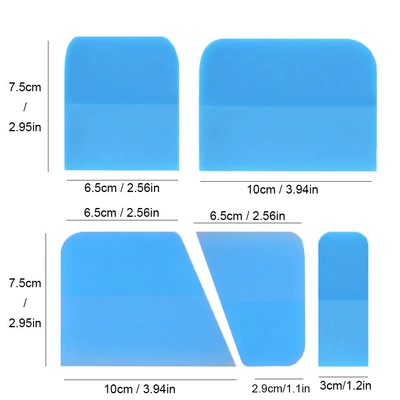 Car cleaning tools clothing scraper TPU film scraper - cygtz-05-blue-five-piece-set