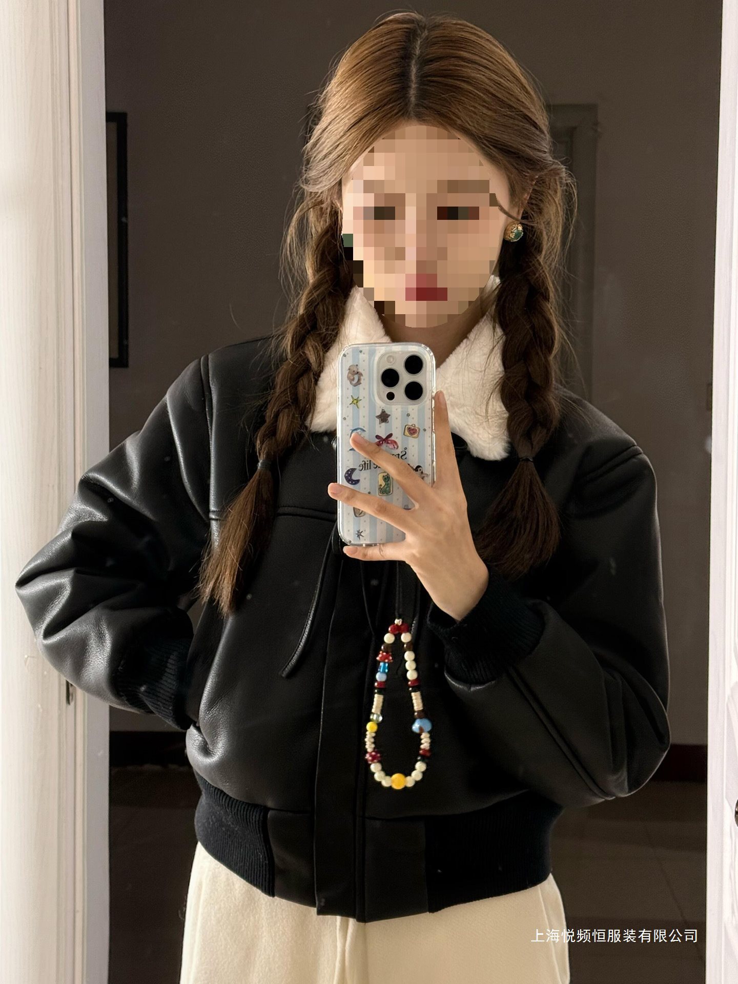 Winter New Short Biker Jacket for Petite Women, Thickened and Fleece-Lined Black Leather Coat