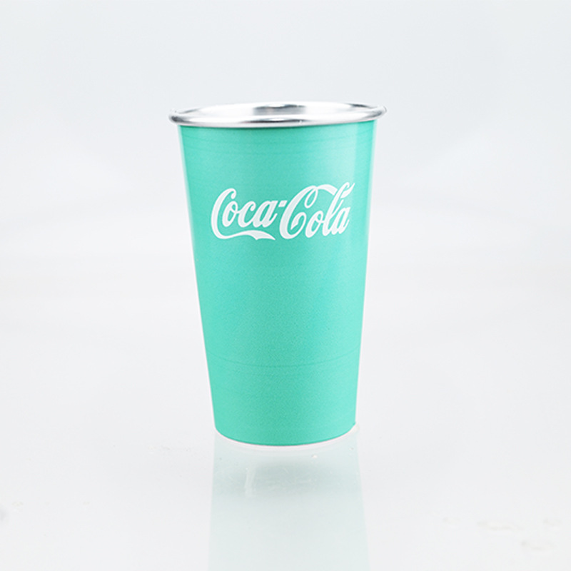 Taza que cambia de color de aluminio de red neta 470ml Taza de aluminio portátil para exteriores Taza de Coca Cola Taza de fiesta Taza de aluminio que cambia de color fría