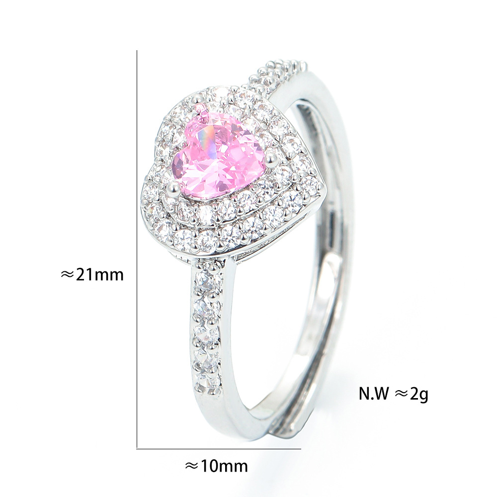 Fashion Heart Shape Copper Rings Plating Inlay Zircon Copper Rings display picture 2