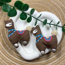 卡通布艺咖色刺绣小马羊驼玩偶配件DIY挂件发饰包包服装辅料装饰