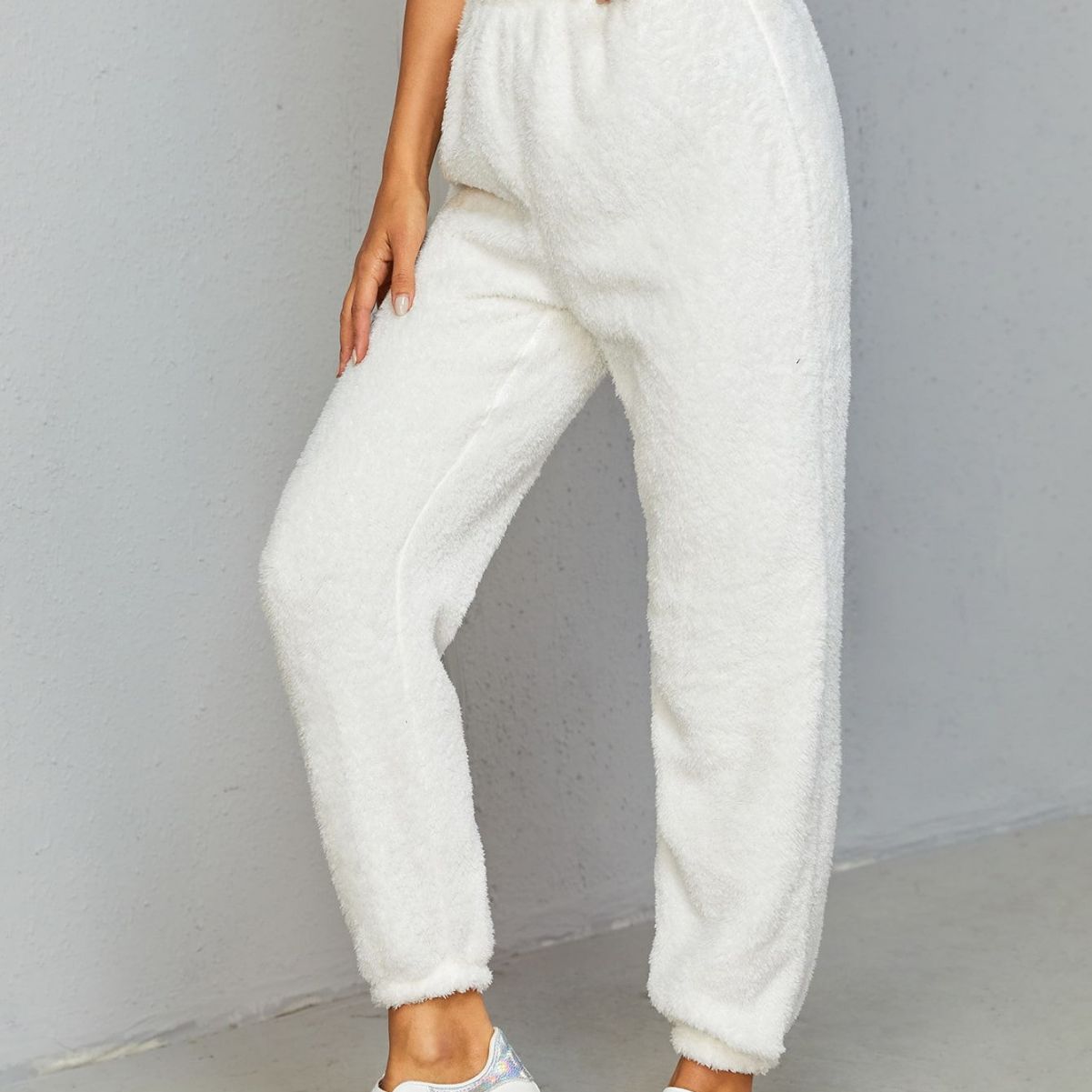 2023 Ropa de mujer transfronteriza europea y americana Amazon AliExpress casual versátil color sólido pantalones largos de mujer pantalones deportivos de lana temperamento image 4