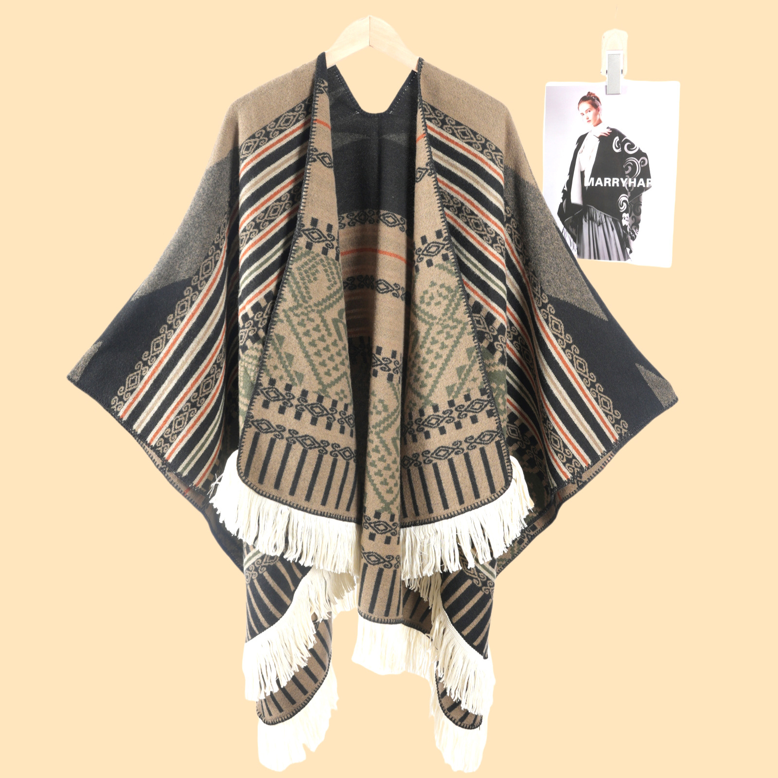 Damas retrógrado estilo nacional de lujo chal de viaje con una capa de capa de viaje del noroeste grande chal de horquilla nuevo