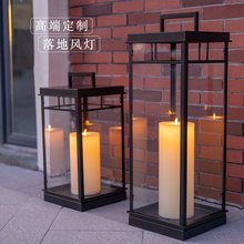 灯风灯简约欧式台灯金属蜡烛摆件玻璃烛台户外落地庭院装饰蜡烛筒