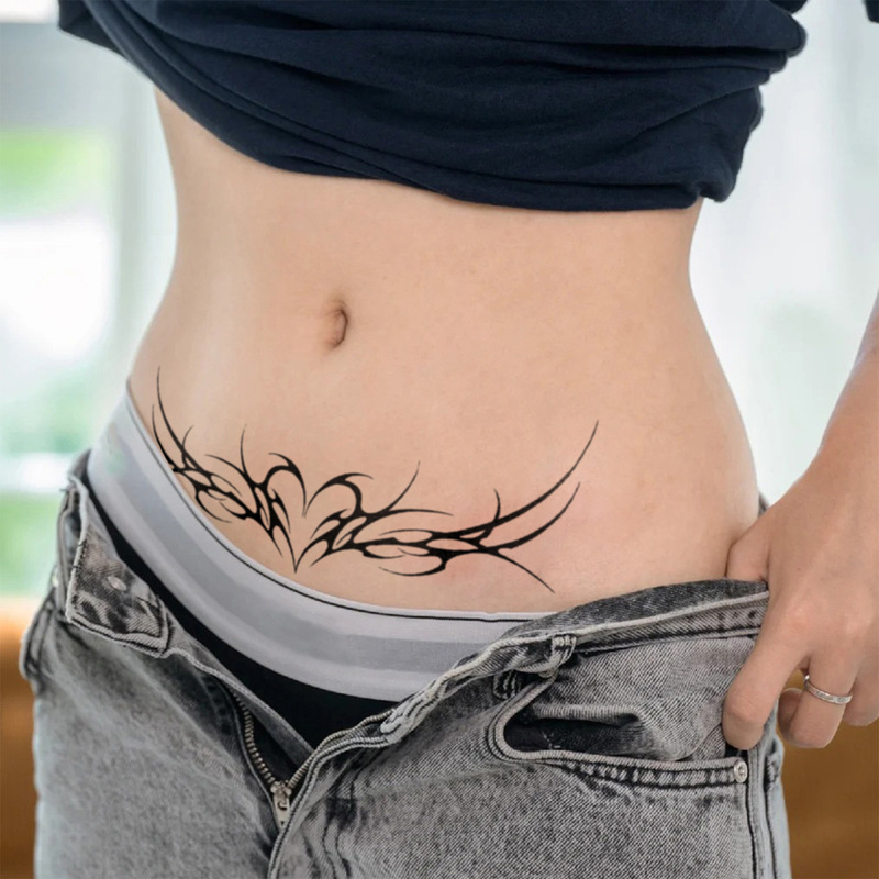 Cross-Border Popular Herbal Juice Semi-Permanent Personalized Minimalist Ins-Style Heart Thorn Succubus Waist and Abdomen Tattoo Sticker Cross-Border Popular Herbal Juice Semi-Permanent Personalized Minimalist Ins-Style Heart Thorn Succubus Waist and Abdomen Tattoo Sticker