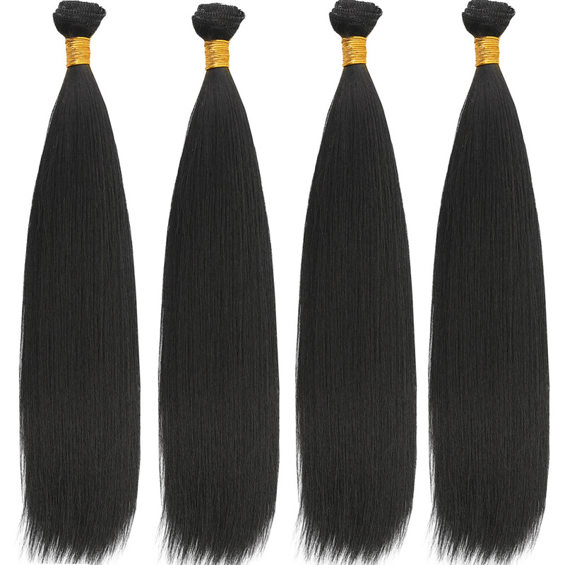 African wig women's chemical fiber hair curtain straight wave straight hair high temperature silk can be sewn single width 1 meter hair bundle