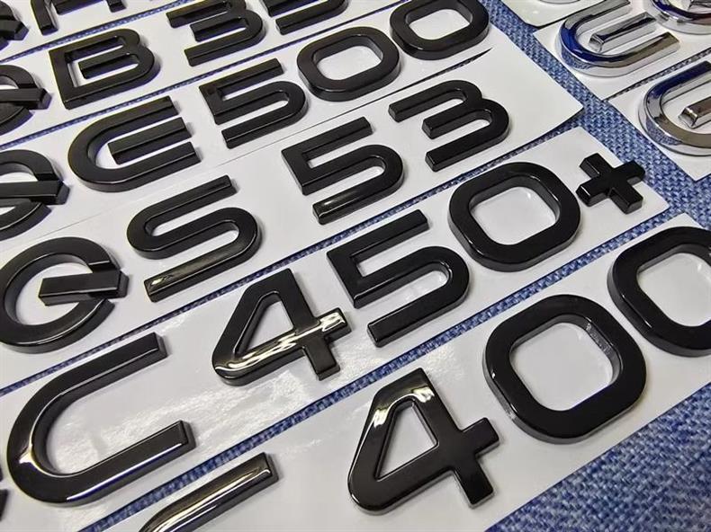 Mercedes-Benz EQA260, EQB350, EQC350, EQE, and EQS450 car emblem stickers, including letter and number designs, and 400 emblem stickers