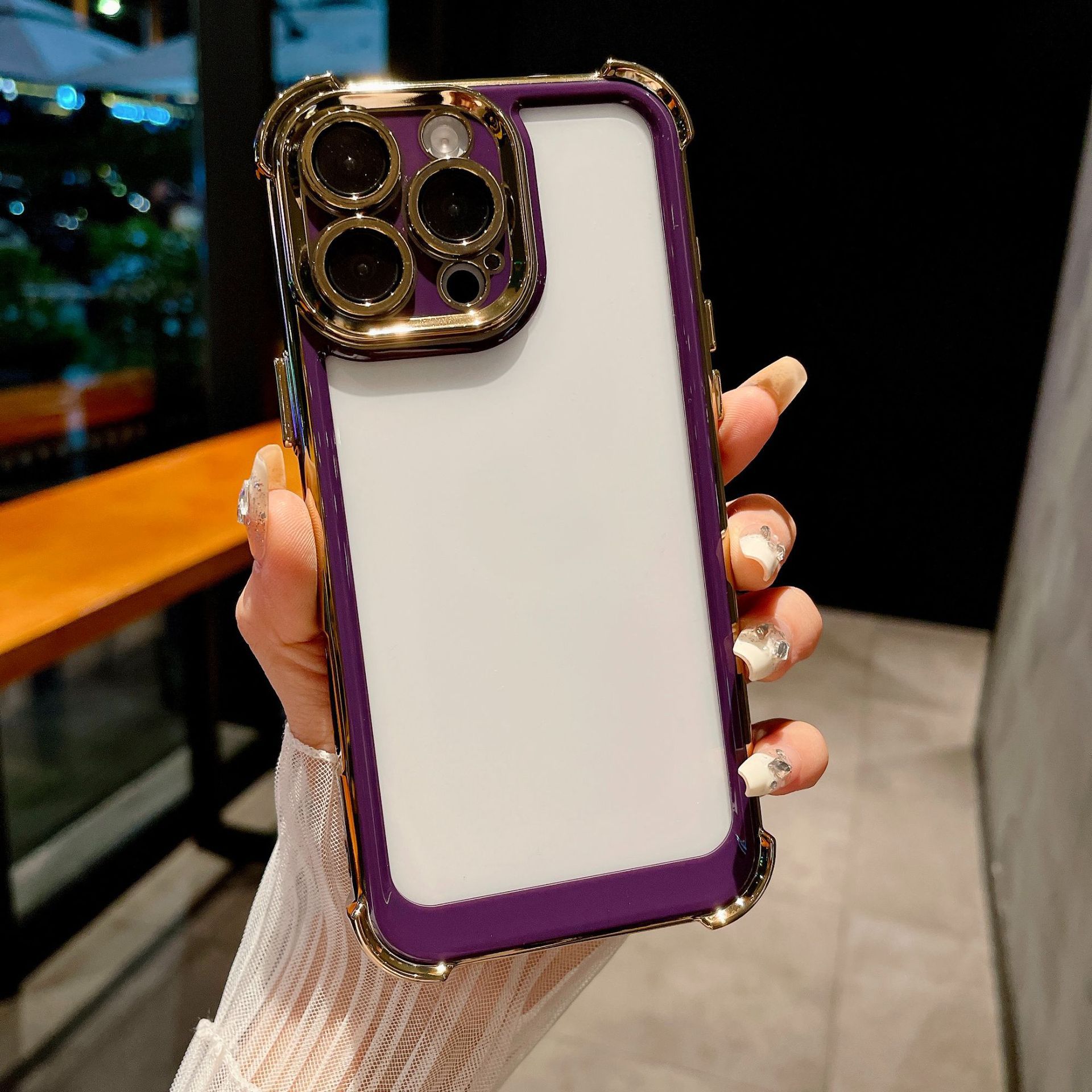 Aplicable para iphone17Promax caso de teléfono celular galvanizado de dos colores a prueba de caídas espaciales manzana 15 cubierta de sensación de alto nivel