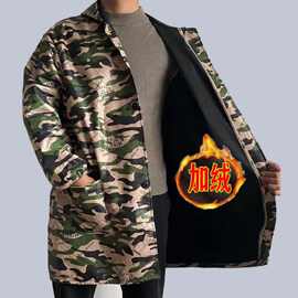 【一件代发】罩衣加绒秋冬男水防油污新款工作服大褂时尚迷彩护衣
