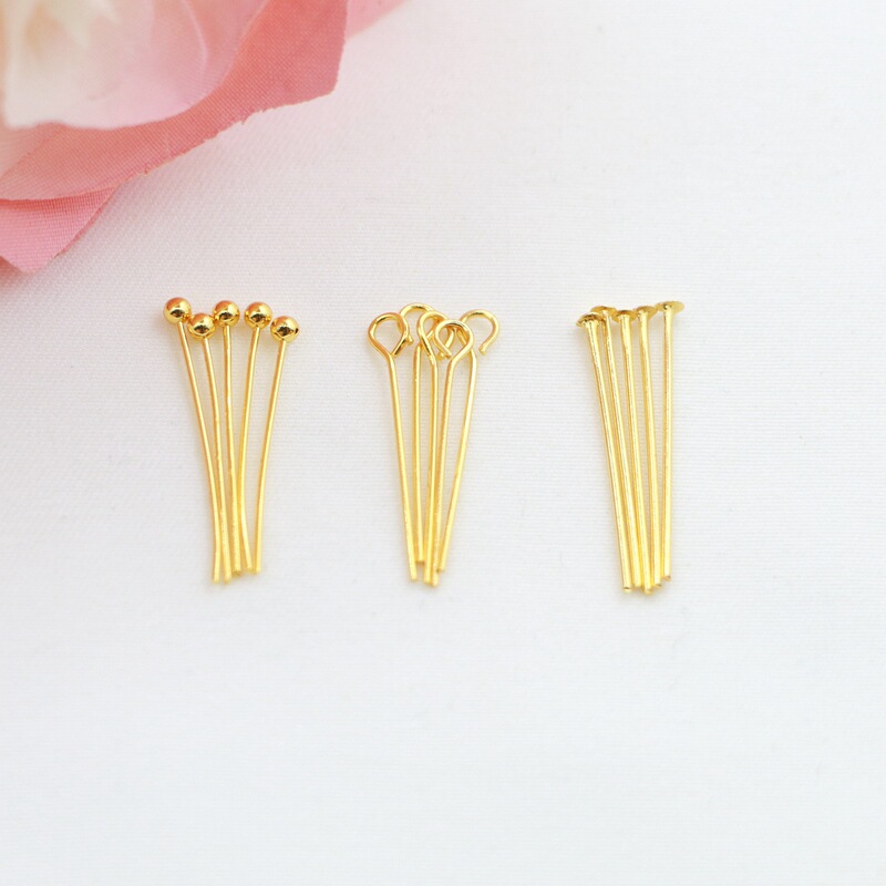 14K pure copper color-preserving gold-wrapped nine-word Needle 9-word needle T-shaped needle ball needle DIY handmade jewelry beaded material accessories