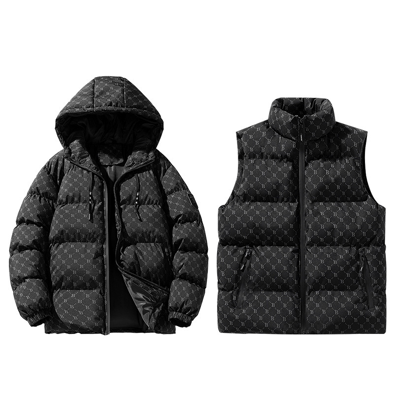2024 nuevo estilo B explosión de moda casual de algodón cálido hombre sin mangas grueso chaleco de dos piezas