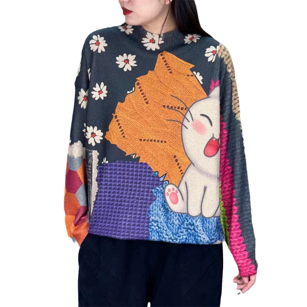 Knitted autumn fashionable sweater for leisure
