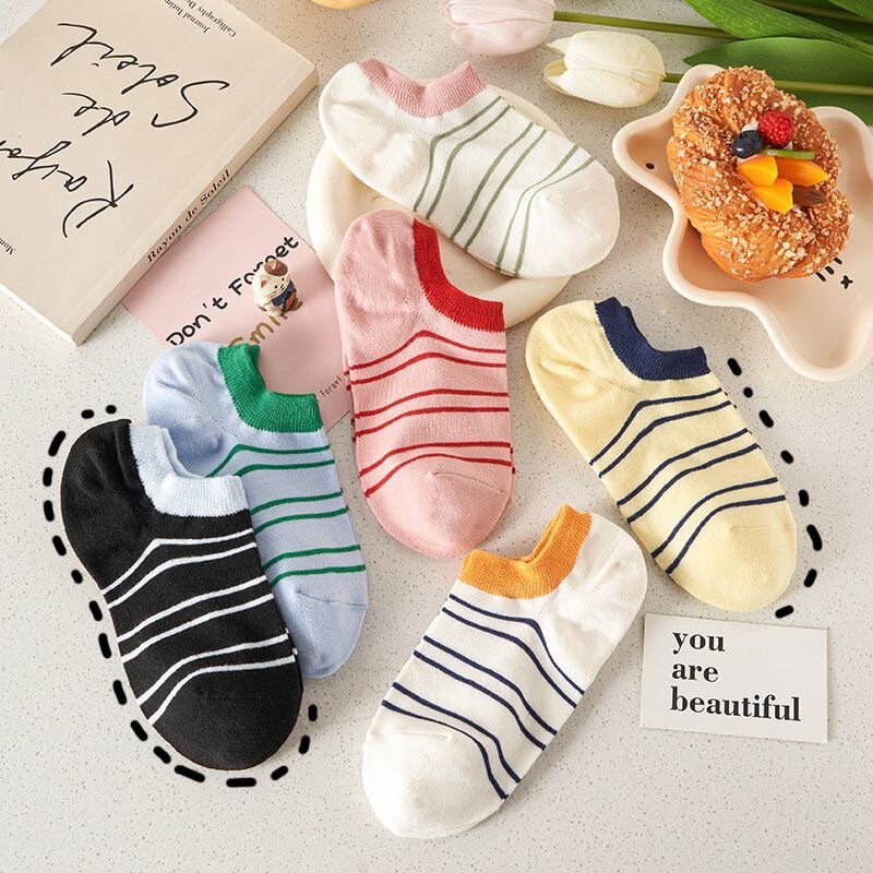 Boat socks women's invisible summer thin cotton striped socks do not fall with shallow mouth new ladies socks Zhuji socks wholesale