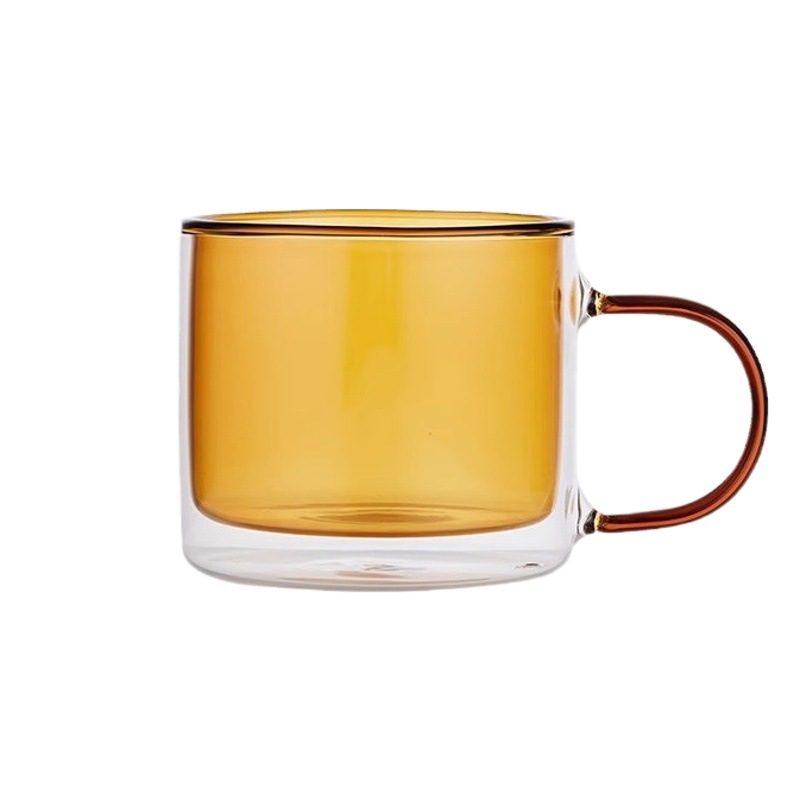 Traje DE ALTO aspecto taza de café de doble capa de vidrio con aislamiento de hielo taza de latte americano taza de desayuno taza de leche caja de regalo