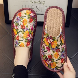 皮质拖鞋;布艺拖鞋;亚麻拖鞋