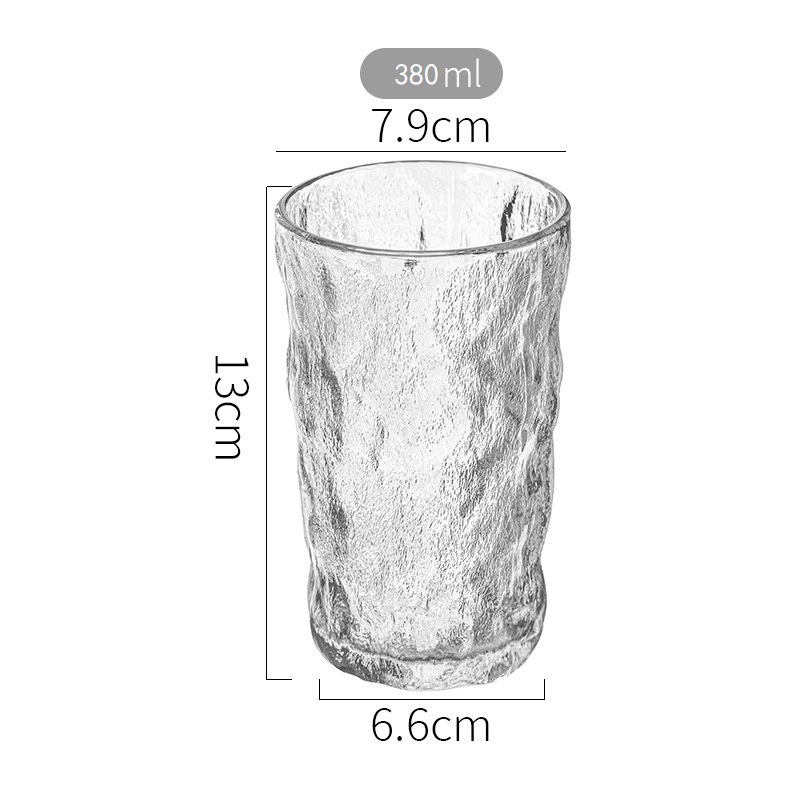 日式透明冰川玻璃杯家用喝水杯子夏日啤酒杯红酒杯果汁杯树皮纹杯详情6