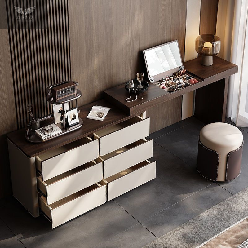 Dormitorio moderno sencillo de alta calidad estilo medieval mesa de maquillaje italiana cubierta de madera maciza gabinete de almacenamiento