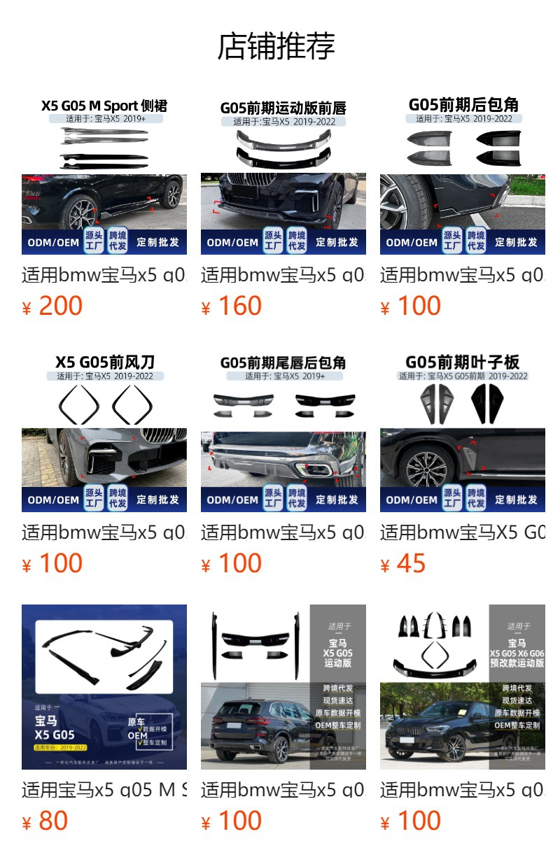 Suitable for Bmw Bmw X5 G05 m Sport 2019+ Black Warrior Rear Spoiler Corner Rear Lip Tail Lip Modification