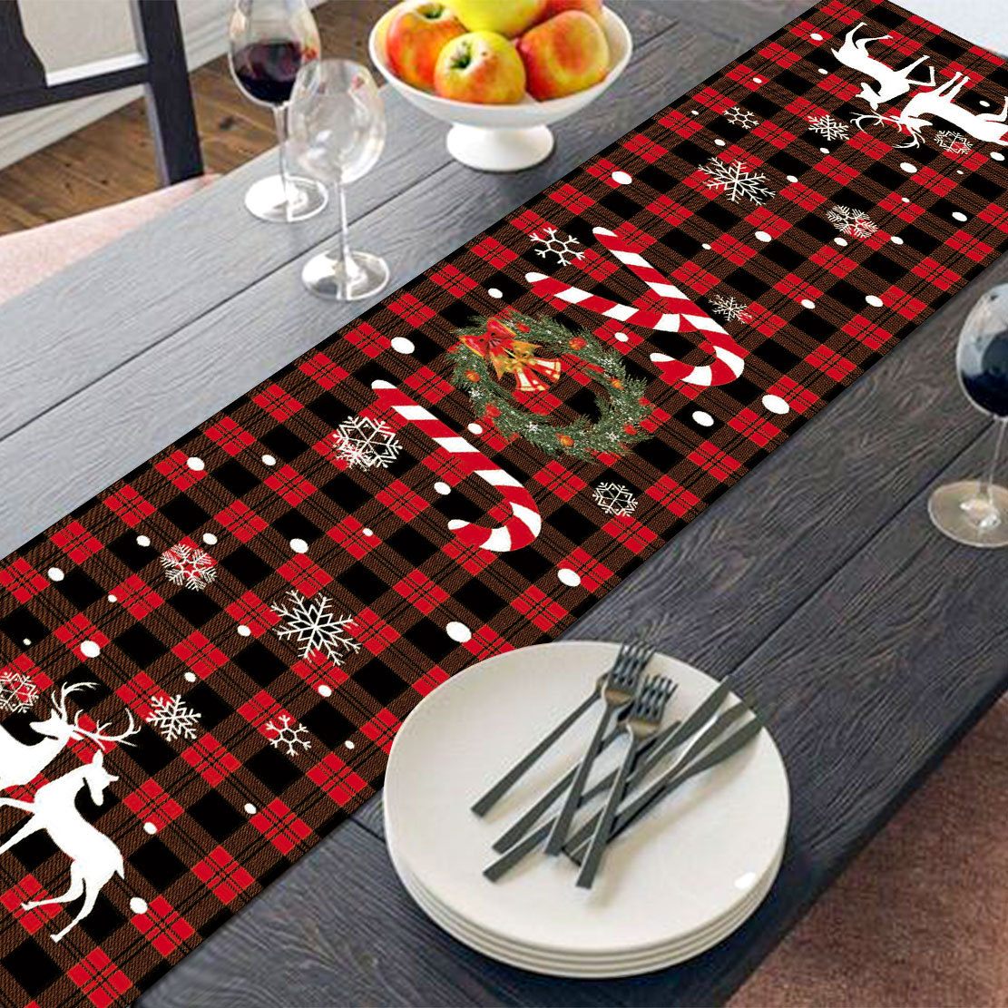 Koti ja puutarha Uusi innovatiivinen joulukoristeiden pöytäliina, pellava, kestävä ja vahva pöytäliina, likaantumista estävä pöytäliina, tukkumyynti_voghion.com