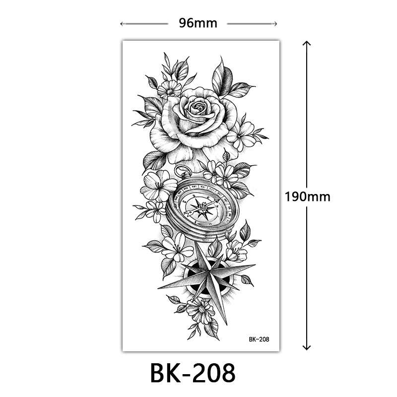 Tatuaje Temporal de Flores Boceto de Papel de Transferencia al Agua, Impresión por Transferencia de Agua, para Cuerpo image 214
