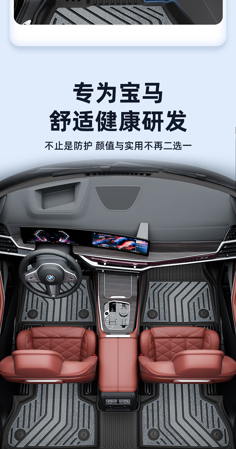 BMW X1IX1X3 IX3X4X5LX7M2M3M4i3 i5 2 Series 3 Series 4 Series 5 Series 7 Series TPE Car Floor Mats