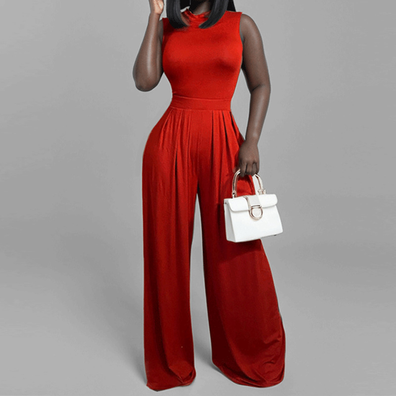 Nuevos productos en la primavera de 2025, moda transfronteriza europea y americana, venta caliente, pantalones casuales, mono de mujer sin mangas con estampado delgado