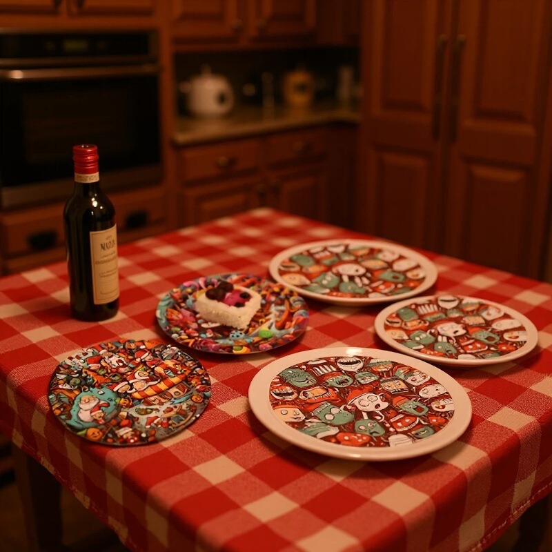 Cross-Border Christmas Disposable Dinner Plate Paper Plate Birthday Party Cake Plate Kidsren's Plate Paper Plate DIY