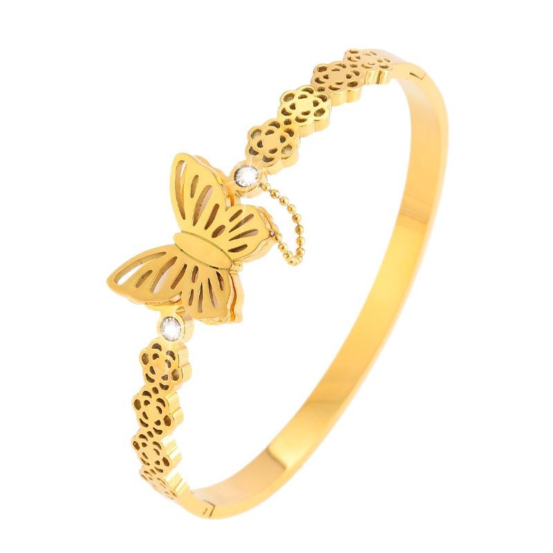 Brazalete de acero de titanio femenino magnetismo de absorción arco de fijación de diamante no se desvanece lujoso ligero diseño de alto nivel joyería de brazalete de acero inoxidable