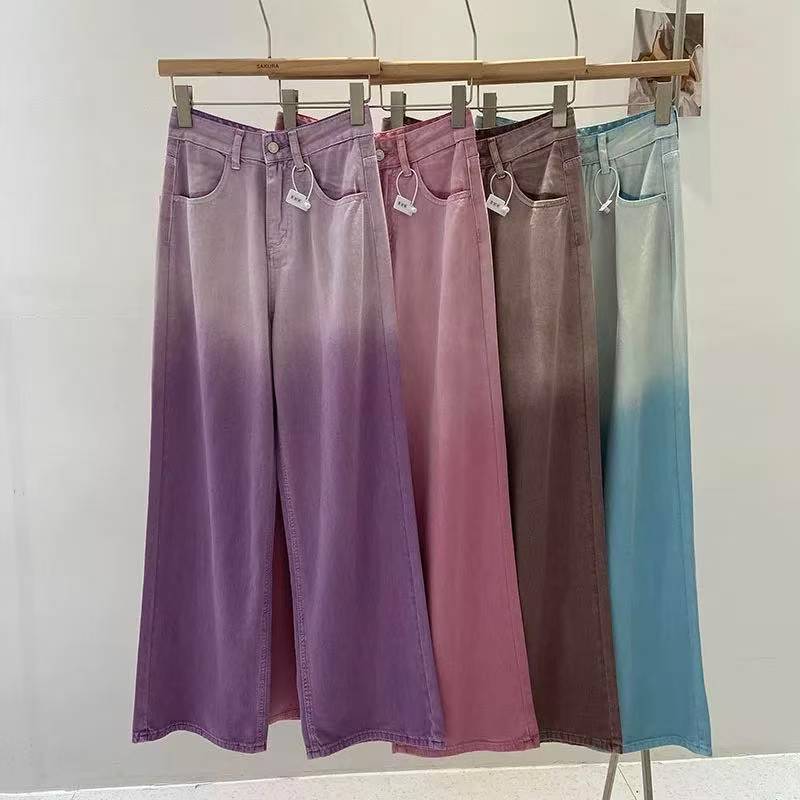 高腰阔腿牛仔裤女2025秋季新款复古弹力百搭宽松直筒显瘦微喇叭裤