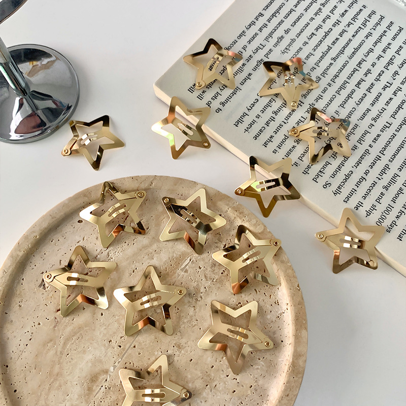 320g Weight Hair Clip Hair Accessories Type 1 Piece Quantity Daily Occasion Alloy Material Star Pattern Women's Gender Plating, Hollow Out Design Simple Style Style Women's Simple Style Star Alloy Plating Hollow Out Hair Clip 1