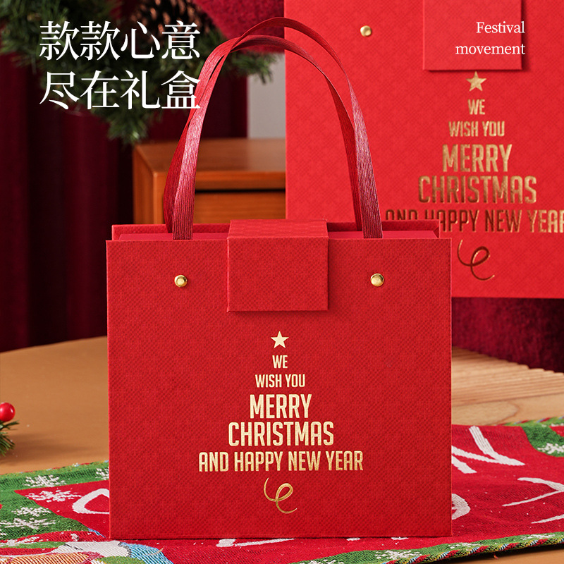 2025 en stock caja de regalo de mano festiva roja Nochebuena de manzana taza bufandas caja de regalo caja de estampado image 3