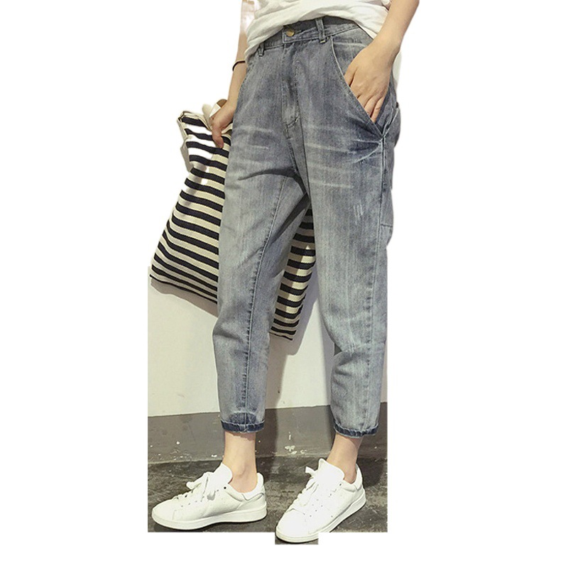 Cross-border e-commerce fat sister jeans slim elastic new Korean version of chubby girl pants plus fat plus size women's clothing