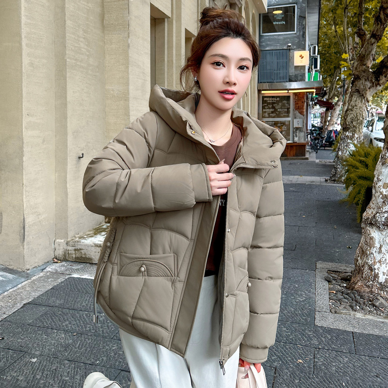 红色连帽羽绒棉服女冬季2025大码胖加厚保暖短款面包服棉衣外套|undefined