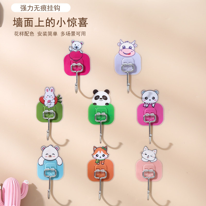 强力创意图案挂钩免打孔无痕粘钩浴室厨房门后粘贴卫生间墙上挂勾