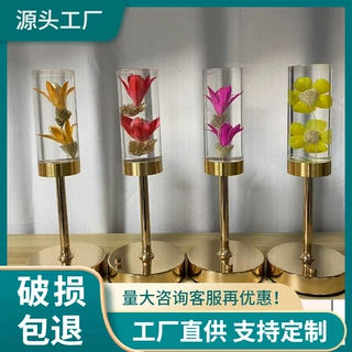 新款真花亚克力客厅摆件永生花床头台灯高级氛围小夜灯件USB