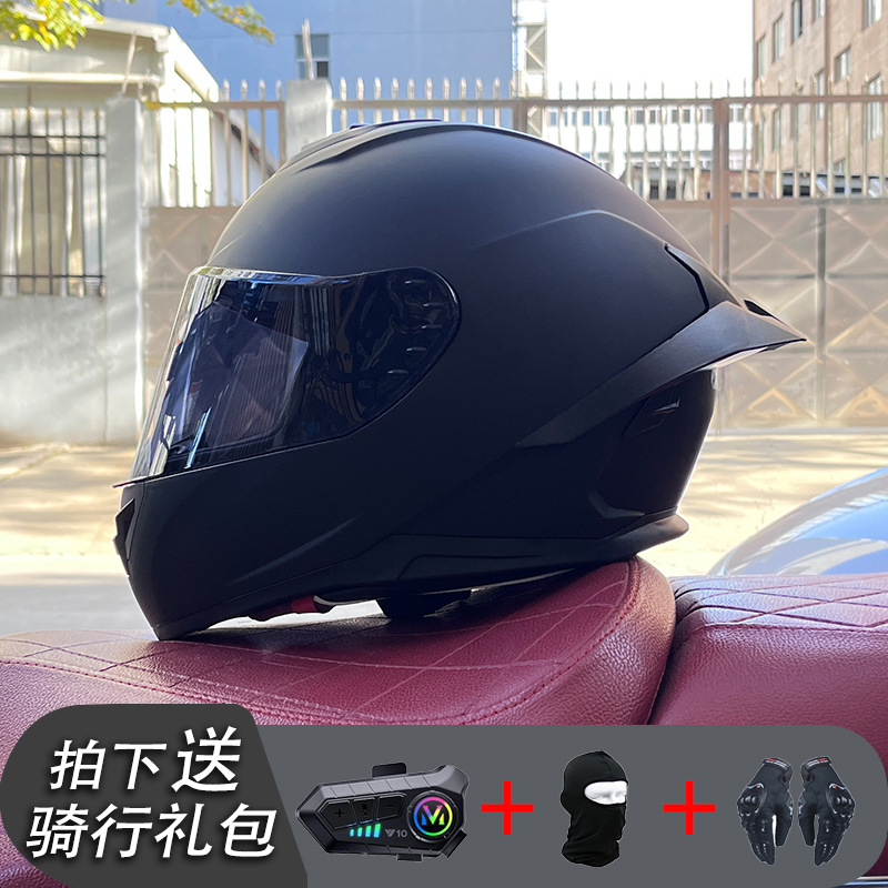 Nueva certificación estándar nacional motocicleta casco completo casco neto Bluetooth hombres y mujeres personalidad de verano cuatro estaciones cola grande pareja corriendo