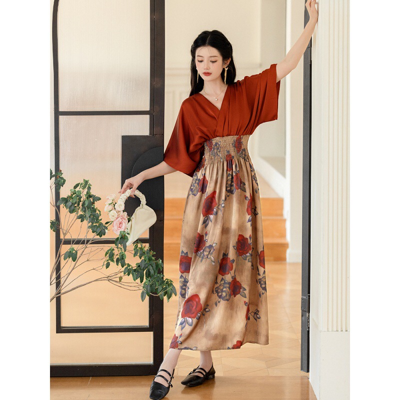 New Chinese Oil Painting Red dress Seaside Photo Clothes Super Fairy Travel Exotic Western Hanfu Long Dress