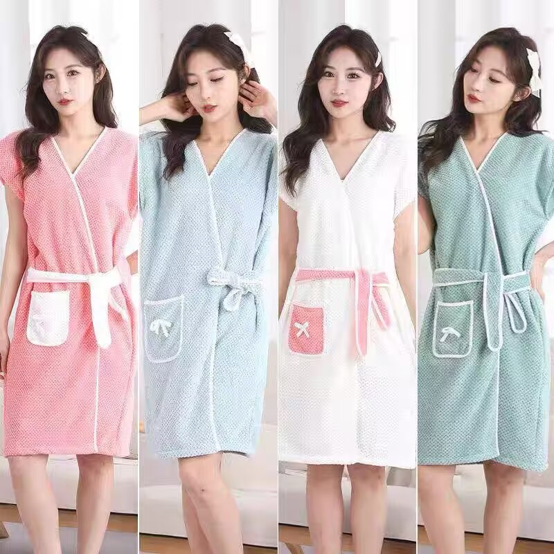 목욕 가운을 입고 귀여운 목욕 타월 성인 가정 긴 빠른 건조 흡수 플러스 사이즈 학생 목욕 원피스