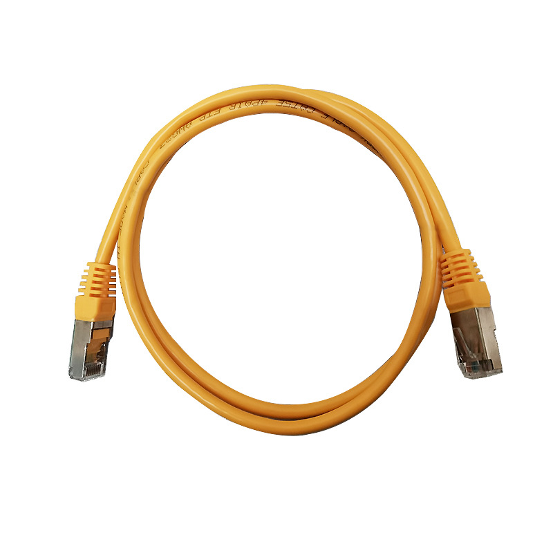 黄色网线超5类FTP单屏蔽成品网线1米抗干扰机制注塑电信头