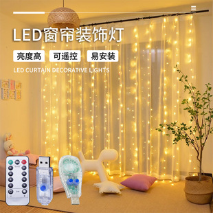 Bedroom Led Copper Wire Curtain Light USB Remote Control Christmas Wedding Light with Hook 3* 3m Atmosphere Decorative Curtain Light
